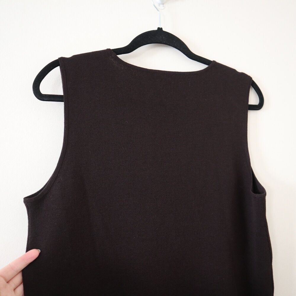 Eileen Fisher Size M 100% Wool Sleeveless Knit Top Brown Shell Tank - Picture 8 of 10